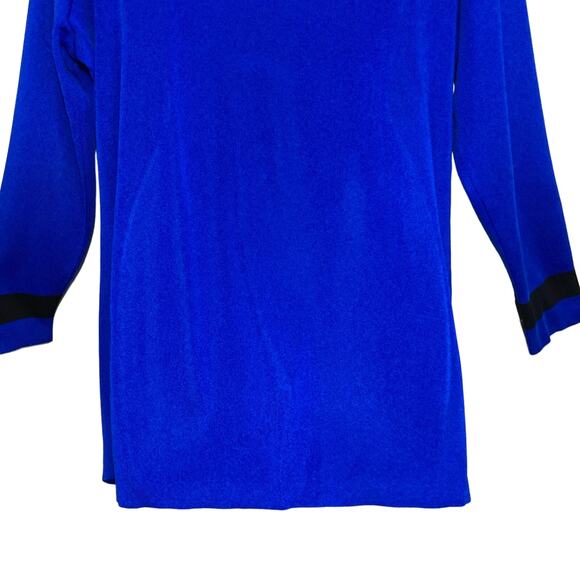 Exclusively Misook Medium Colorblock Royal Blue Jacket With Black Trim Pockets M - Picture 9 of 16